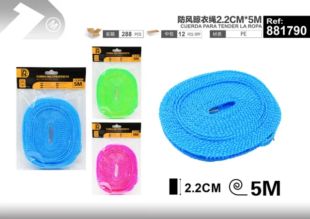 Cuerda para tender ropa, 2,2 cm, 5 m