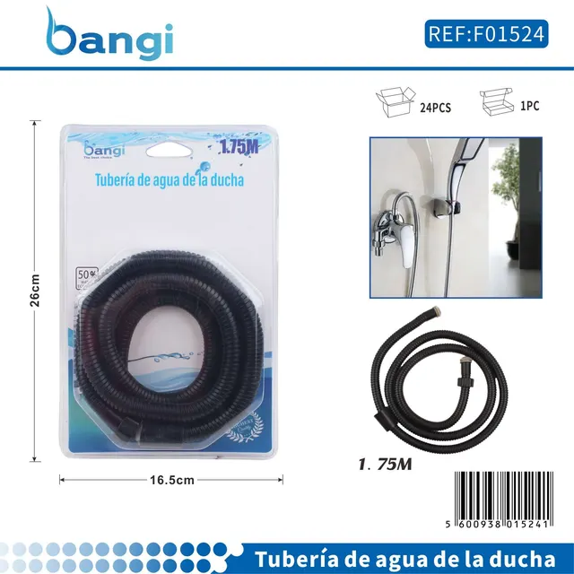 Mangueras de ducha, 1,8 m, color negro, modelo F01524