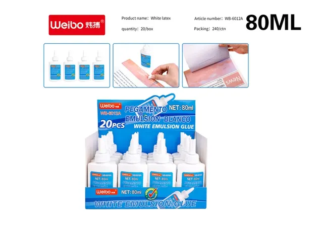adhesivo liquido, 80 ml, color blanco