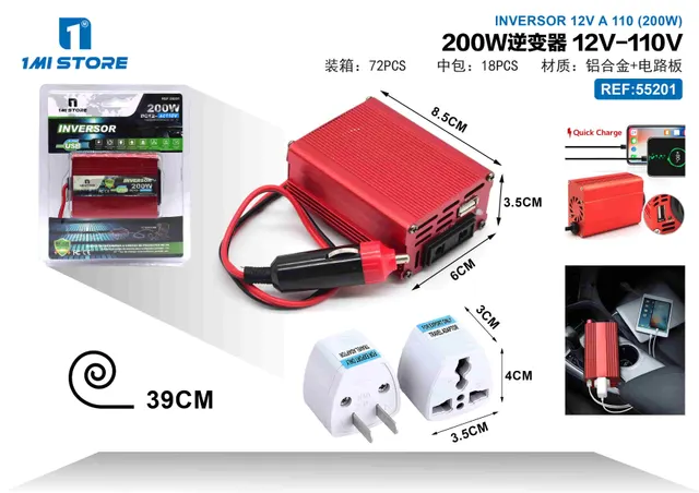 inversor, 200 W, 12 V, 110 V