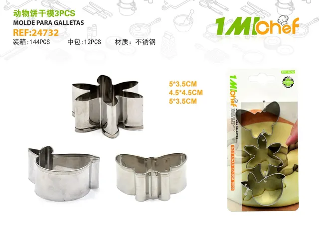 Moldes de acero inoxidable, 3 piezas, ref. 24732