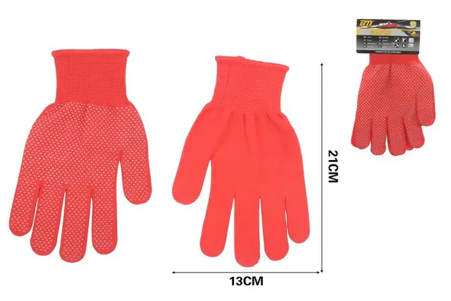 Guantes de trabajo, 21 × 13 cm, color rojo