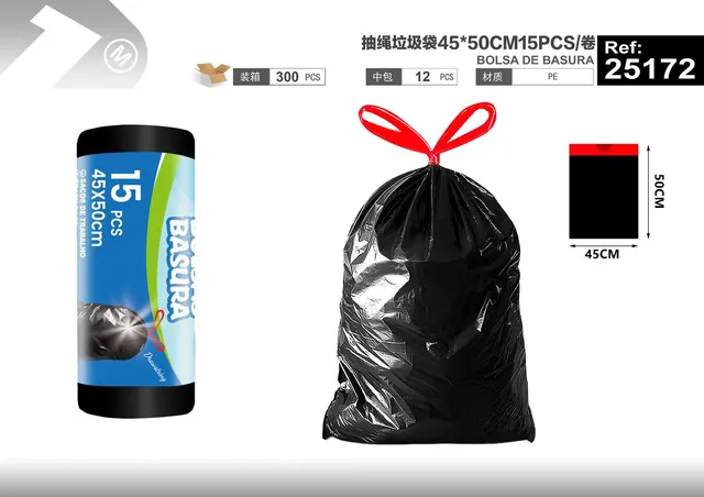 Bolsas de basura, 45 × 50 cm, 20 L, 70 g, 15 piezas
