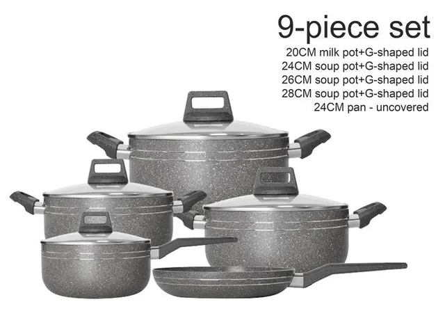 Juego de cocina, 2,2 mm, 9 piezas, color gris