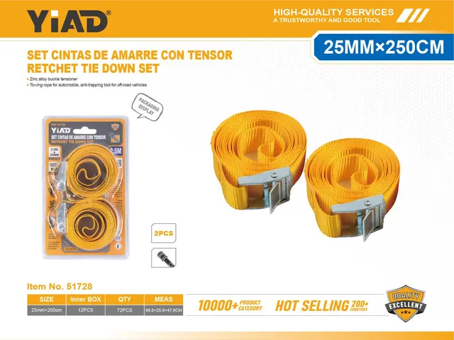 Tensor, 2,5 cm, 2,5 m, 2 piezas