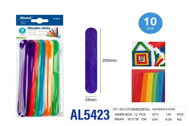 Palo, 20 cm, 2,5 cm, 10 piezas, color multicolor
