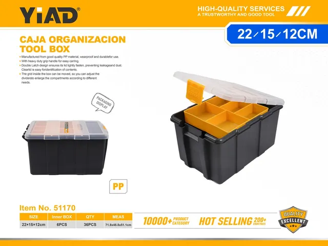 Caja de herramientas, modelo G-421-2, 22 × 15,5 × 12