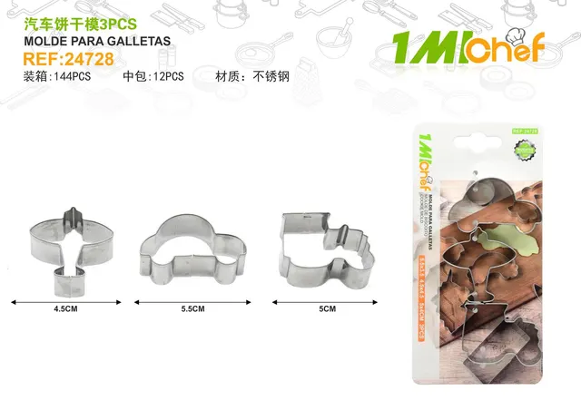 Moldes de acero inoxidable, 3 piezas, ref. 24728
