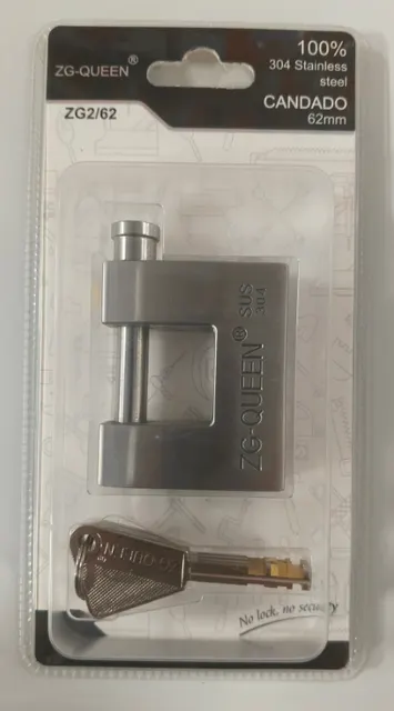 Cerradura de acero inoxidable, 62 mm