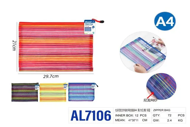 Bolsa para documentos, modelo A4, colores amarillo, rojo, azul y negro