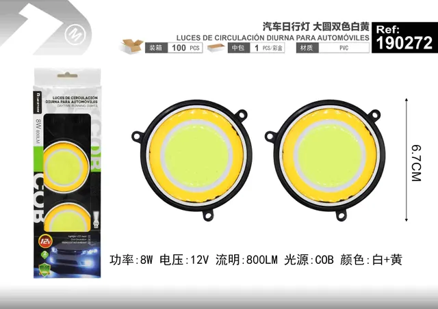 Luces de circulación diurna, colores bicolor, amarillo y blanco