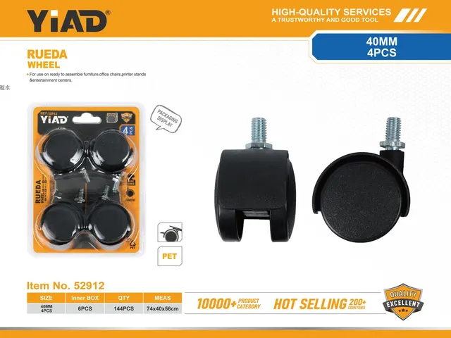 Ruedas para muebles, 40 mm, 4 piezas, ref. 52912