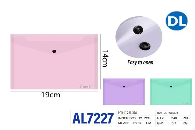 Bolsa para documentos, colores verde, rosado y morado, modelo AL7227