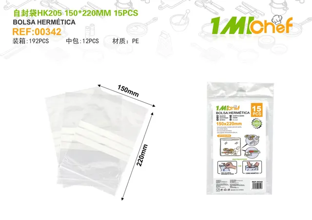 Bolsas para conservar alimentos, modelo HK205150, 15 piezas