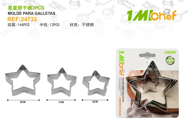 Moldes de acero inoxidable, 3 piezas, ref. 24733