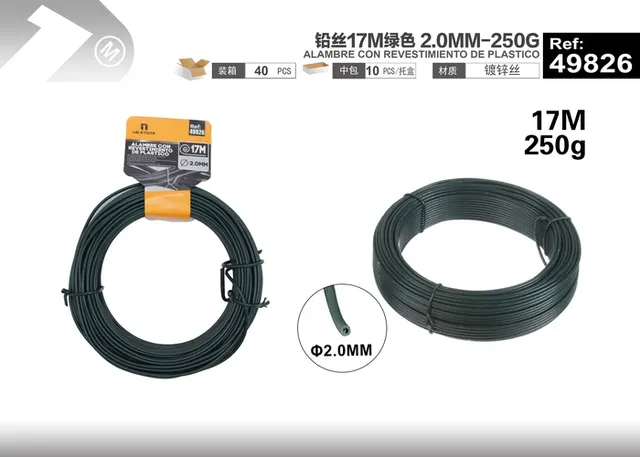 Alambre, 2,0 mm, 17 m, 250 g, color verde