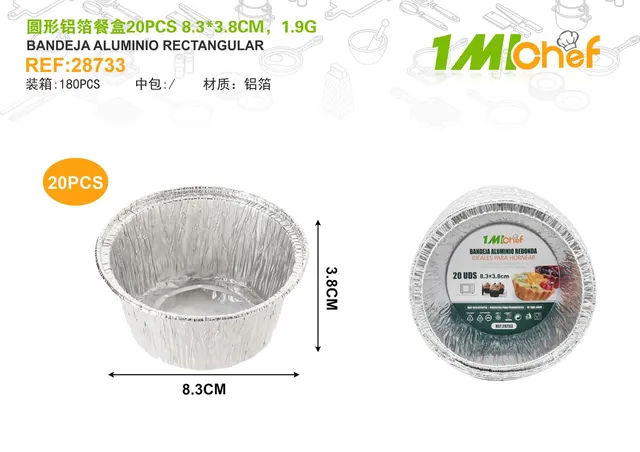 Lonchera de papel aluminio, 8,3 × 3,8 cm, 1,9 g, 20 piezas