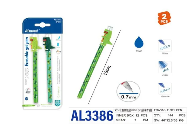 Pluma de gel, 0,7 mm, 2 piezas, color azul, modelo AL3386