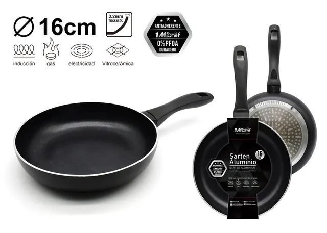 Sartén de aluminio fundido, 16 cm