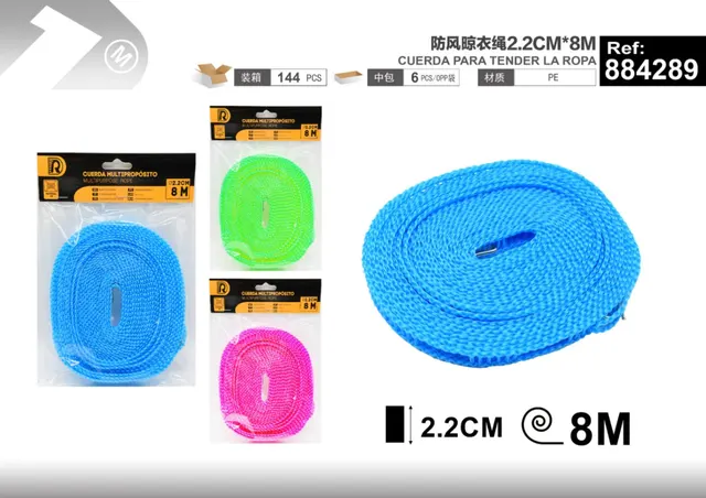 Cuerda para tender ropa, 2,2 cm, 8 m