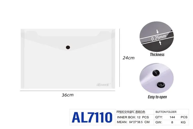 Bolsa para documentos, colores transparente y blanco, modelo AL7110