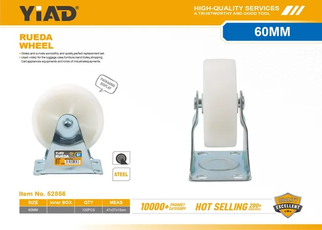 Ruedas de polipropileno, 2,5 pulgadas, color blanco, ref. 52856
