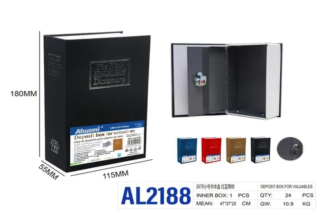 Caja de libros, colores rojo, azul, negro y marrón, modelo AL2188