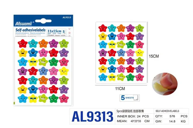 Etiqueta engomada, 5 piezas, modelo AL9313