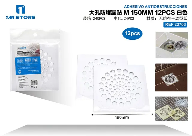 Adhesivos para desagüe de piso, 12 piezas, color blanco, modelo 23703