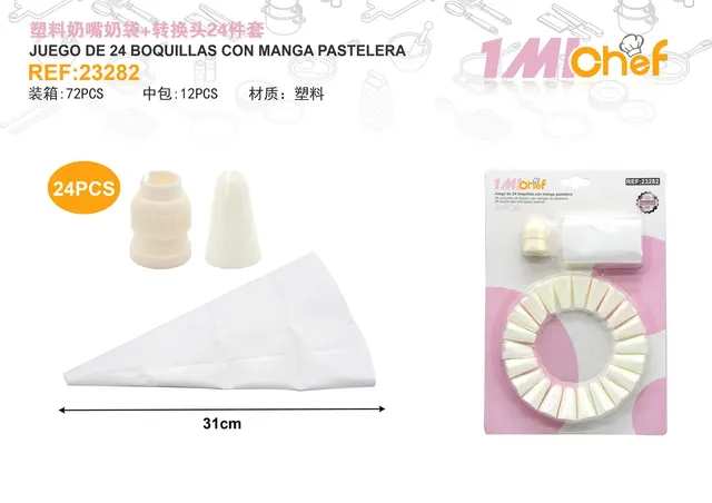 Boquillas y mangas para repostería, 24 piezas