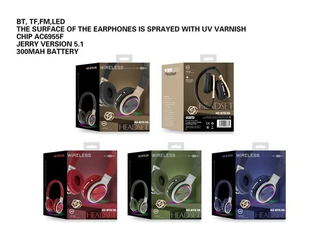 auriculares bluetooth, color azul, modelo HZ-BT636