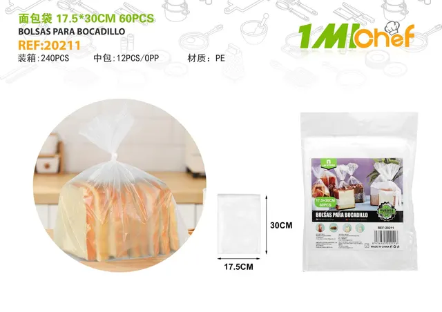 Bolsas para conservar alimentos, 17,5 × 30 cm, 60 piezas