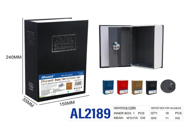 Caja de libros, colores rojo, azul, negro y marrón, modelo AL2189