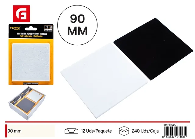 Protector para pata de mueble, 90 mm, 1 pieza, color negro, ref. SJ01453