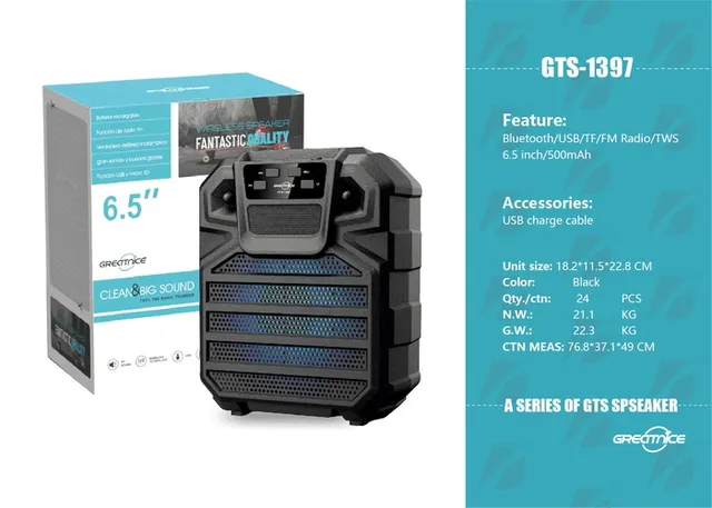 altavoz portátil, modelo GTS-1397