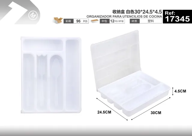 Caja organizadora, 30 × 24,5 × 4,5, color blanco