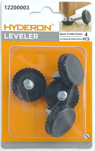 Pata ajustable, 28 × 6,3 mm, 4 piezas, modelo 12200003