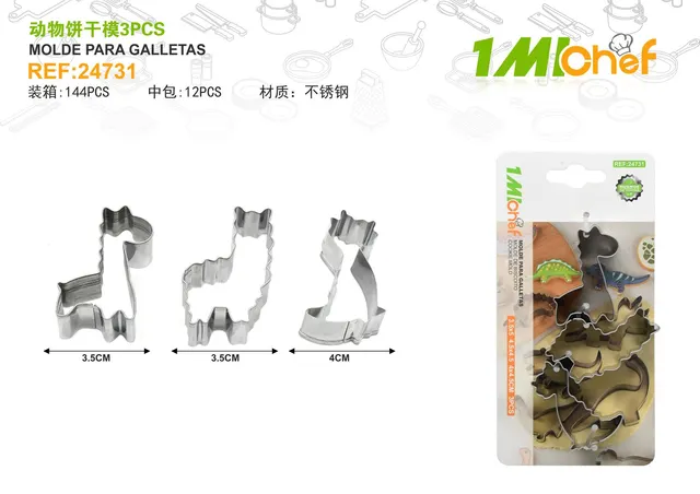 Moldes de acero inoxidable, 3 piezas, ref. 24731