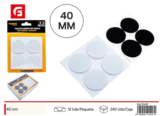 Protector para pata de mueble, 40 mm, 4 piezas, color negro, ref. SJ01447