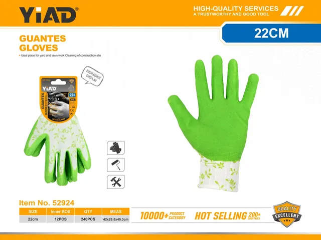 Guantes de jardinería, 9 pulgadas, color verde