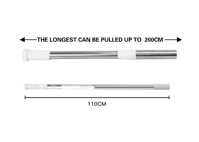 Barra para cortina de ducha, 200 cm, modelo 610427