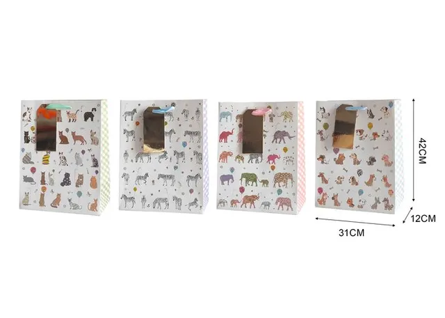 Bolsas de regalo, 31 × 42 × 12 cm, color blanco, modelo 131615