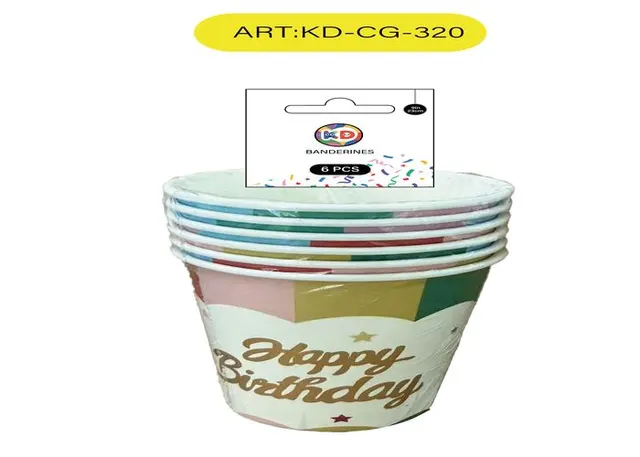 vasos de papel, 7 × 8,5 cm, 6 piezas, modelo KD-CG-320