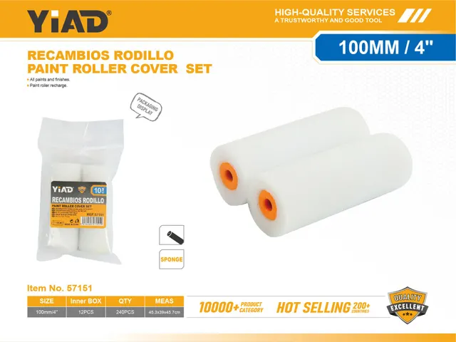 Rodillos para pintura, 4 pulgadas, 100 mm, 2 piezas, ref. 57151