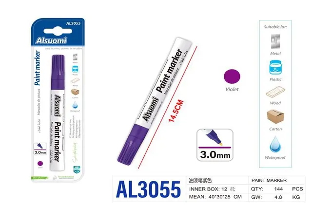 Marcador de pintura, color morado, modelo AL3055