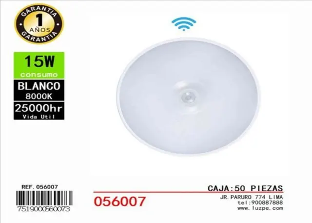 Luz del sensor de movimiento, 15 W