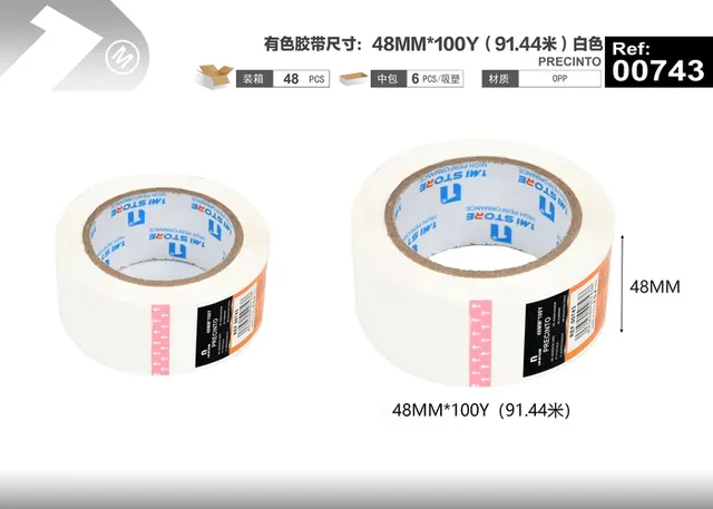 Cinta de uso general, 48 mm, 91,44 m, 100 yd, color blanco