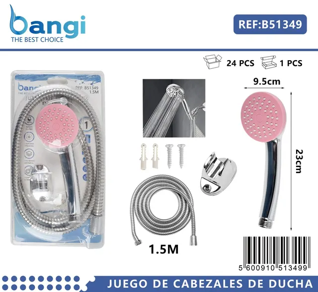 Juego de rociadores, 1,5 m, colores blanco y rosado