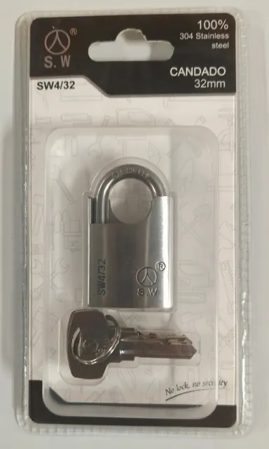 Cerradura de acero inoxidable, 32 mm, ref. SW4-32