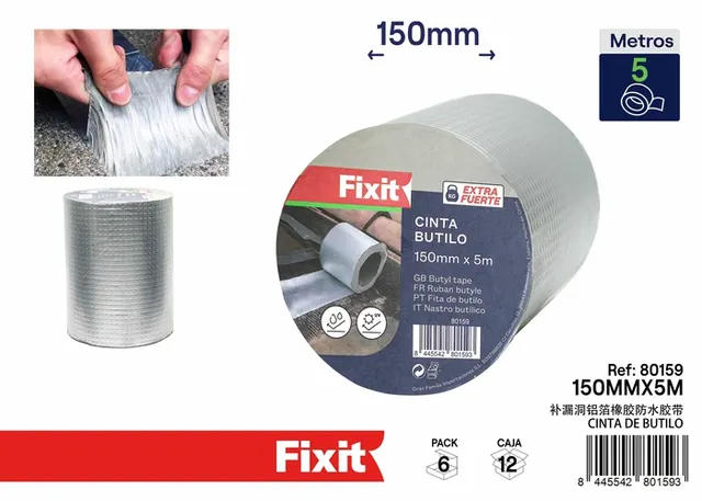 Cinta impermeable, 150 mm, 5 m, color gris, ref. SJ80159
